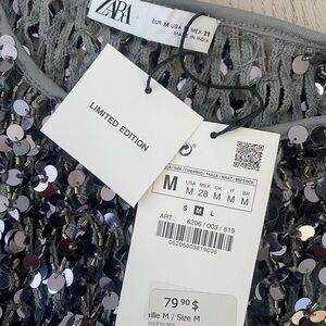 NWT Limited Edition ZARA cropped glitter top Size M